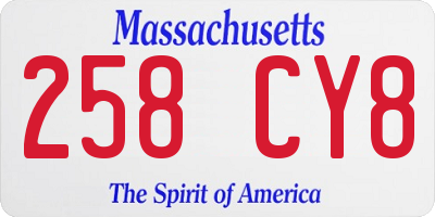 MA license plate 258CY8