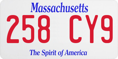 MA license plate 258CY9