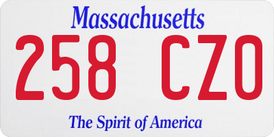 MA license plate 258CZ0