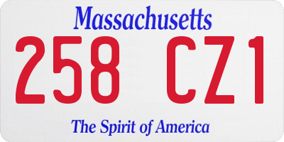 MA license plate 258CZ1