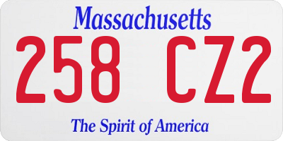 MA license plate 258CZ2