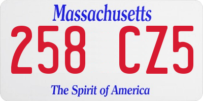 MA license plate 258CZ5