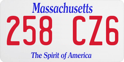 MA license plate 258CZ6