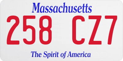 MA license plate 258CZ7
