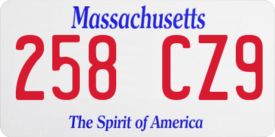 MA license plate 258CZ9