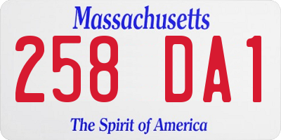 MA license plate 258DA1