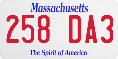 MA license plate 258DA3