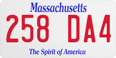 MA license plate 258DA4