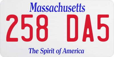 MA license plate 258DA5