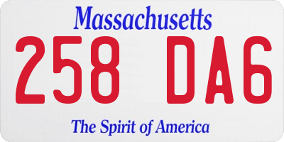 MA license plate 258DA6