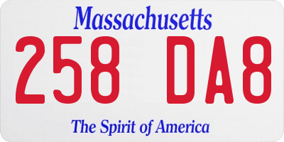 MA license plate 258DA8