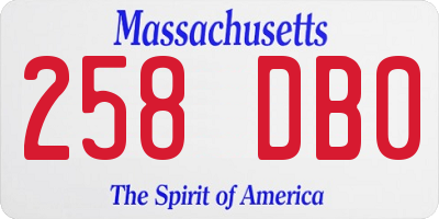 MA license plate 258DB0