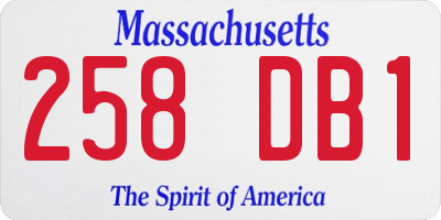 MA license plate 258DB1