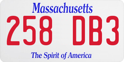 MA license plate 258DB3