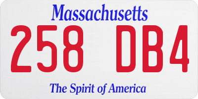 MA license plate 258DB4