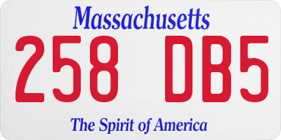 MA license plate 258DB5
