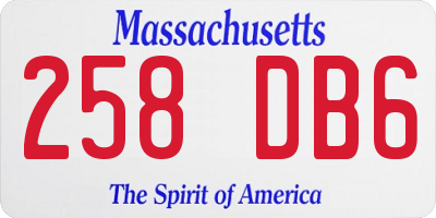 MA license plate 258DB6