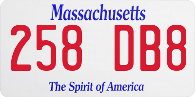 MA license plate 258DB8