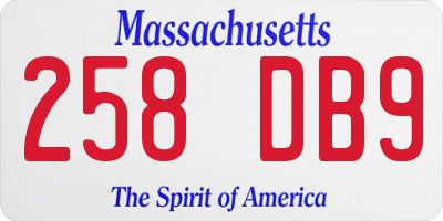 MA license plate 258DB9