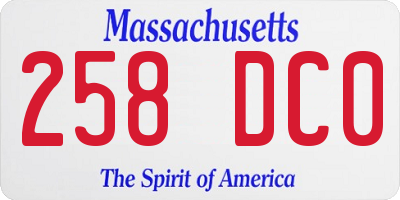 MA license plate 258DC0