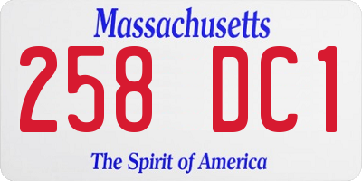 MA license plate 258DC1