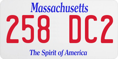 MA license plate 258DC2