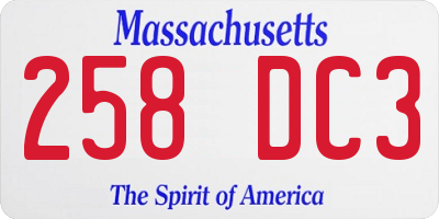 MA license plate 258DC3