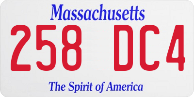 MA license plate 258DC4