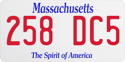 MA license plate 258DC5