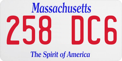 MA license plate 258DC6