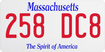 MA license plate 258DC8