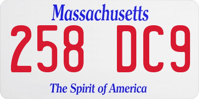 MA license plate 258DC9