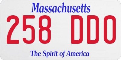 MA license plate 258DD0