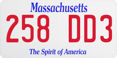 MA license plate 258DD3