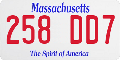 MA license plate 258DD7