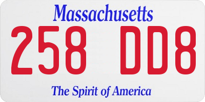 MA license plate 258DD8