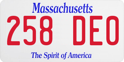 MA license plate 258DE0