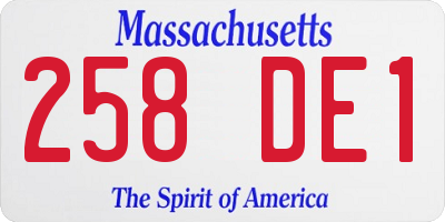 MA license plate 258DE1