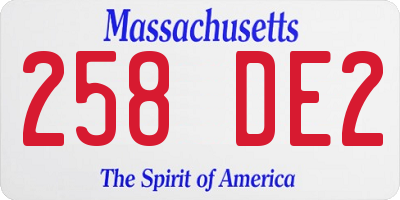 MA license plate 258DE2