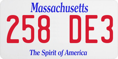 MA license plate 258DE3