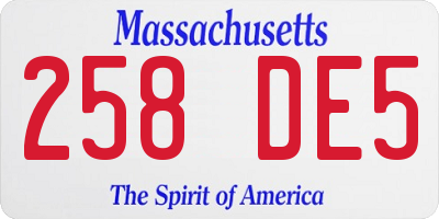 MA license plate 258DE5