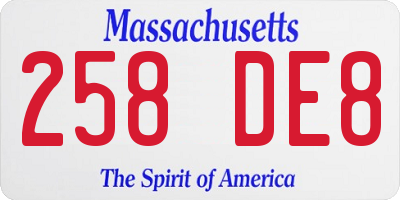 MA license plate 258DE8