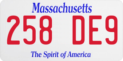 MA license plate 258DE9