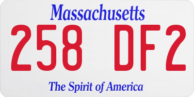 MA license plate 258DF2