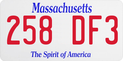 MA license plate 258DF3