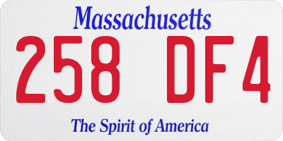 MA license plate 258DF4