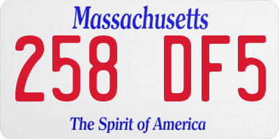 MA license plate 258DF5