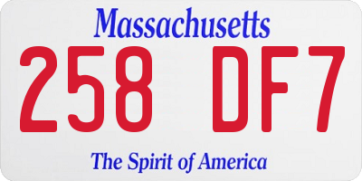 MA license plate 258DF7