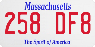 MA license plate 258DF8