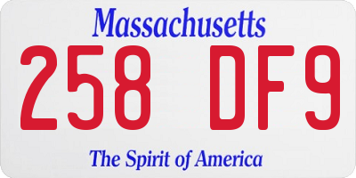 MA license plate 258DF9